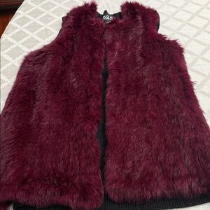 525 America Maroon Faux rabbit Fur Vest